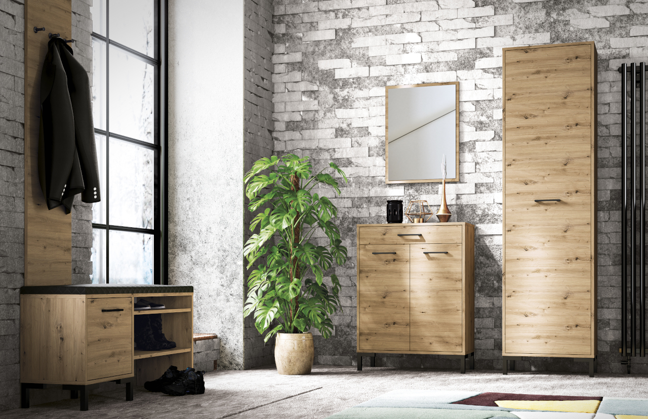 Conjunto de muebles de recibidor MEVIA 1 roble artisan