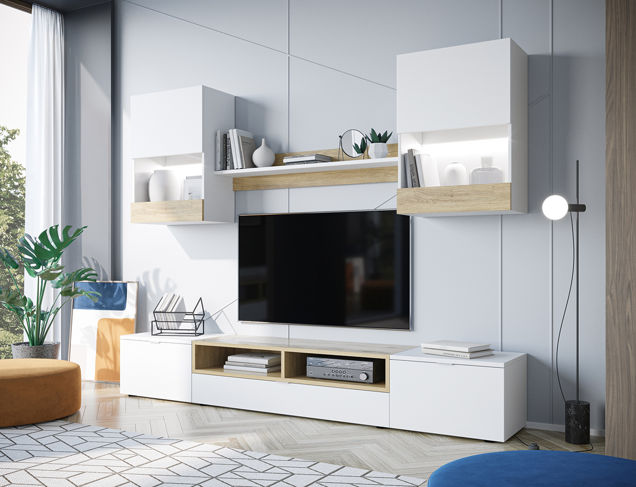 Conjunto de muebles de salón ALANI XL blanco / roble golden