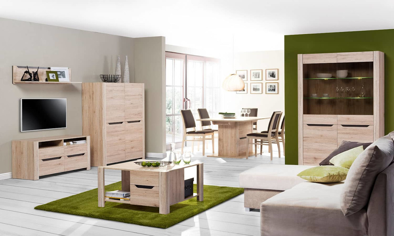 Conjunto de muebles de salón DESJO 3 roble san remo