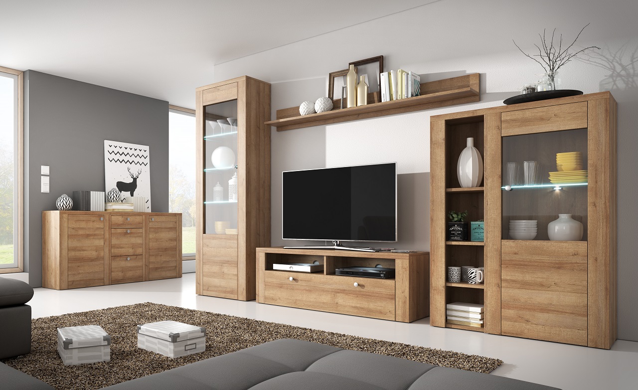 Conjunto de muebles de salón LARONA 1 roble riviera