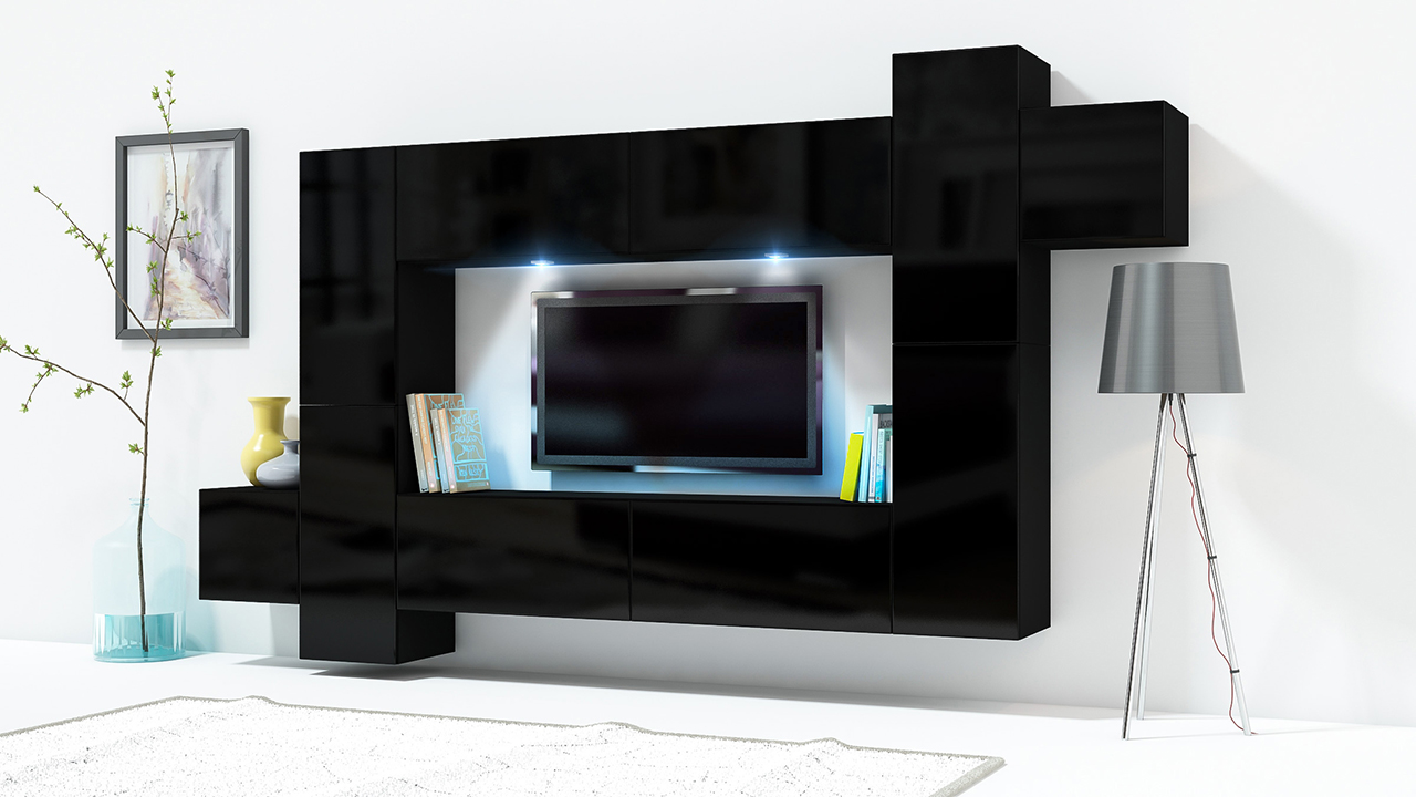 Conjunto de muebles de salón ONLY 5 negro brillo