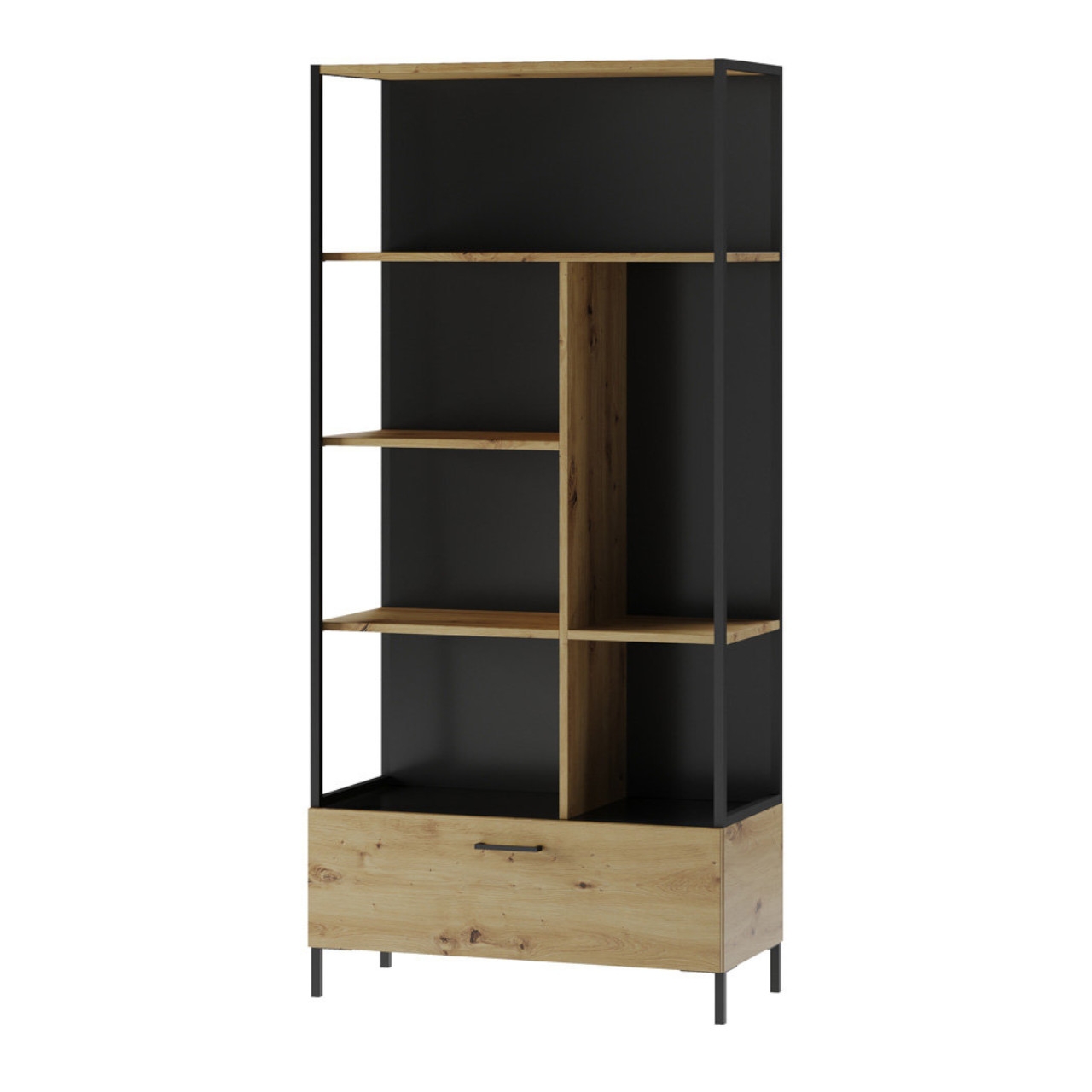 Estanteria libreria LUCAS LC04 90 roble artisan / negro