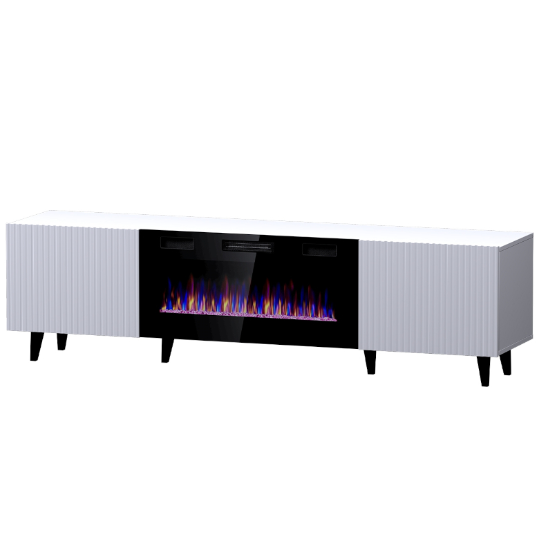 Cómoda TV Faso 180 con chimenea, color blanco