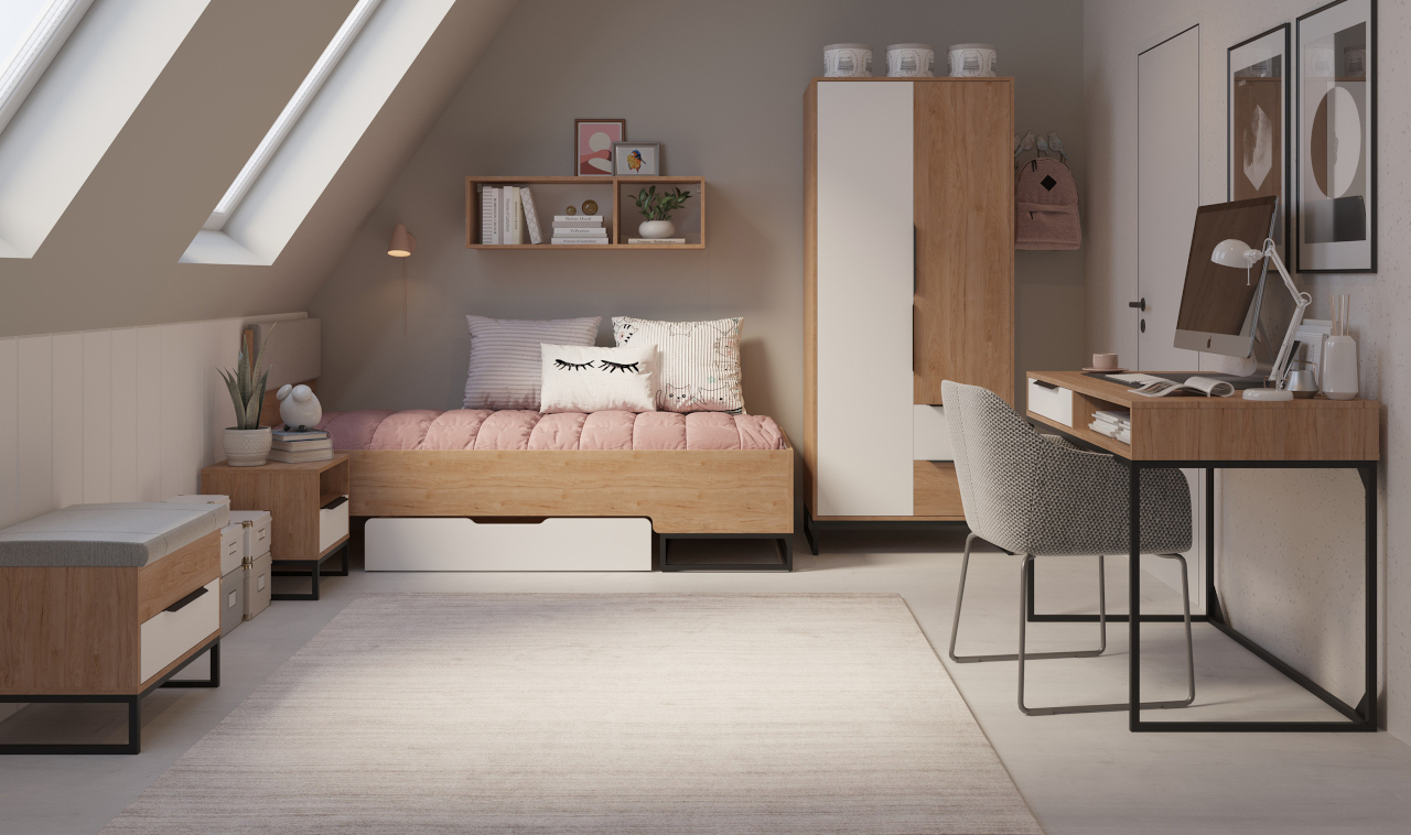 cama lando landro nogal blanco