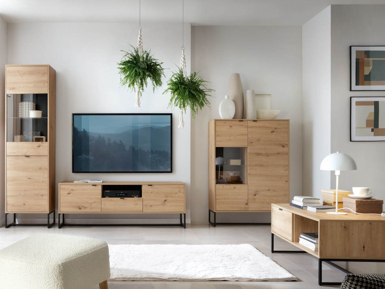 Mueble de salón artesanal de roble BERAM 1