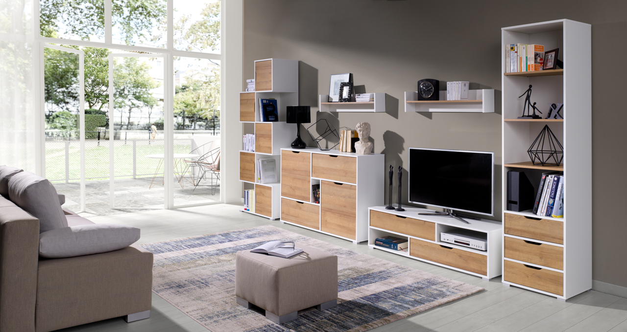 Muebles juveniles modulares IWA 16 Blanco / Roble Dorado