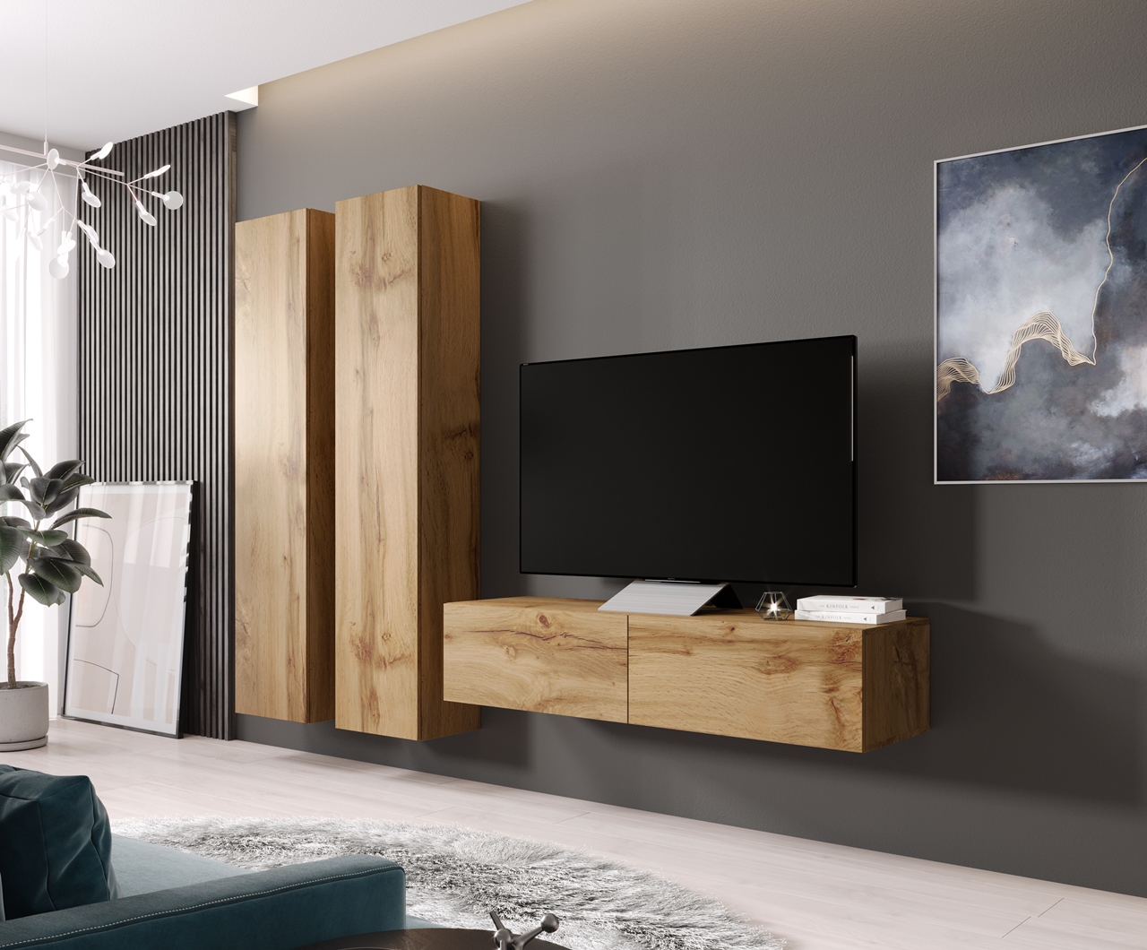 Muebles centro de entretenimiento VIGO 9F roble wotan