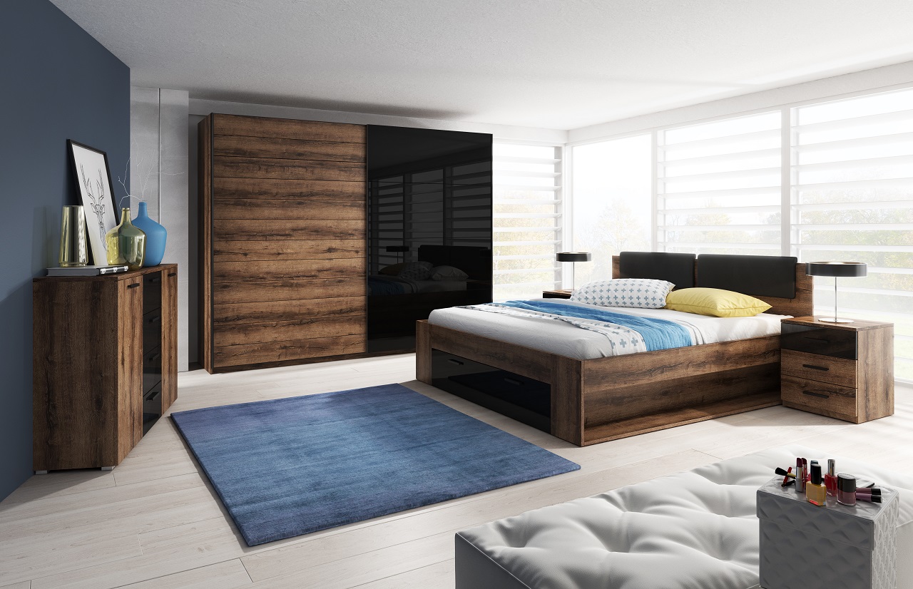 Muebles de dormitorio GALAXY 1 roble monastery / negro