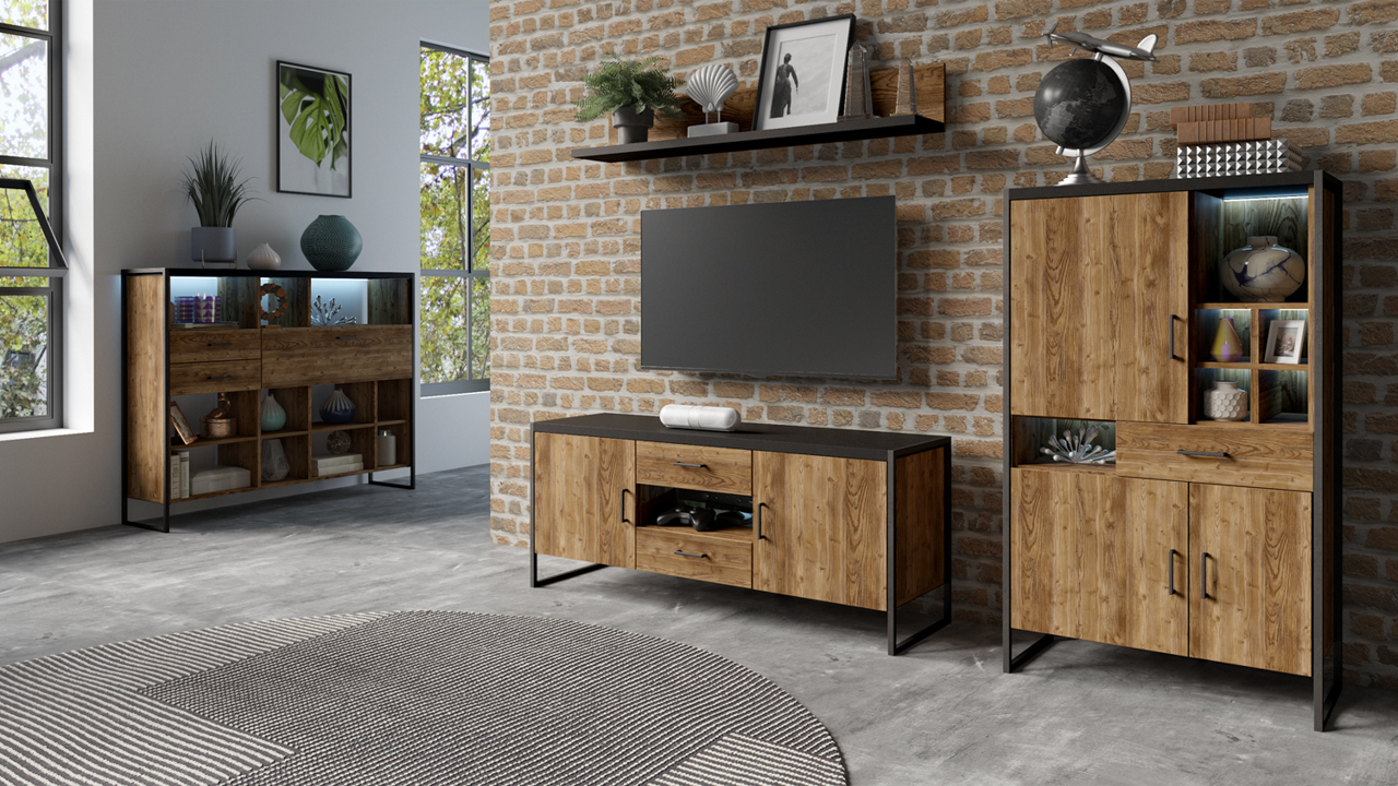 Muebles modulares de salón TARABO 2 abeto appenzeller / negro