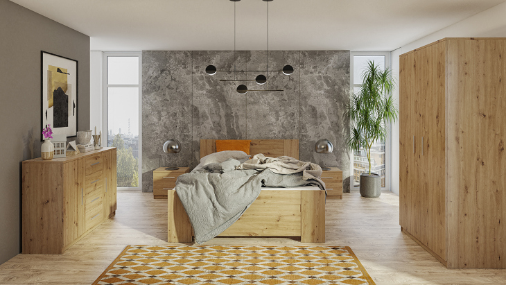 Dormitorio artesanal de roble Boney 7