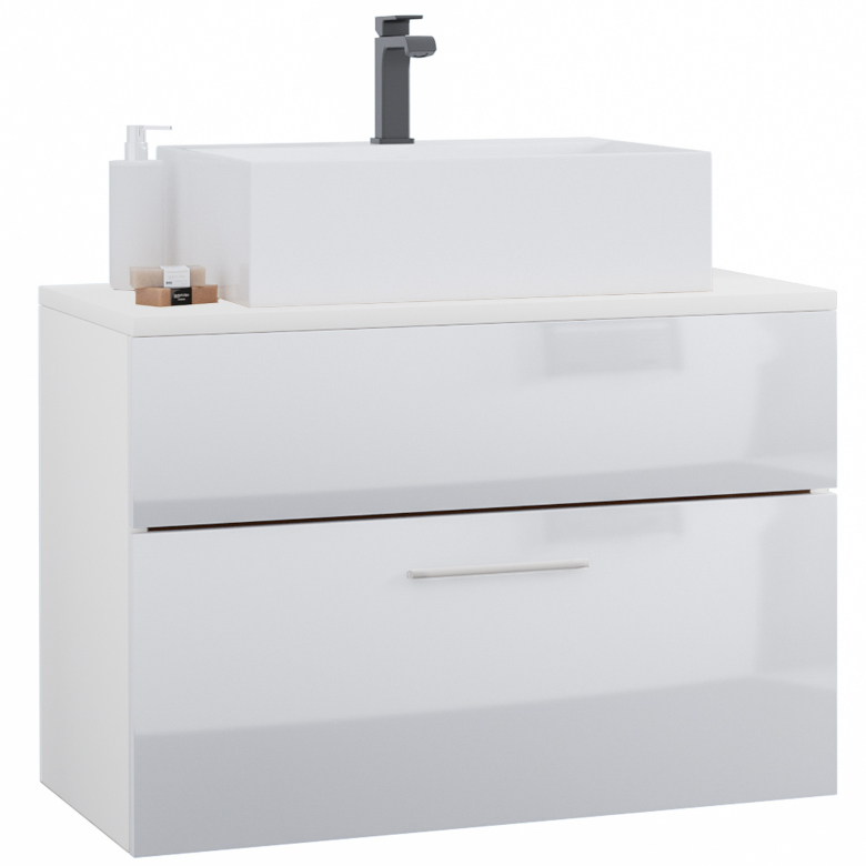 Mueble de lavabo de encimera Lupo LP7 Artisan blanco brillante con tapa