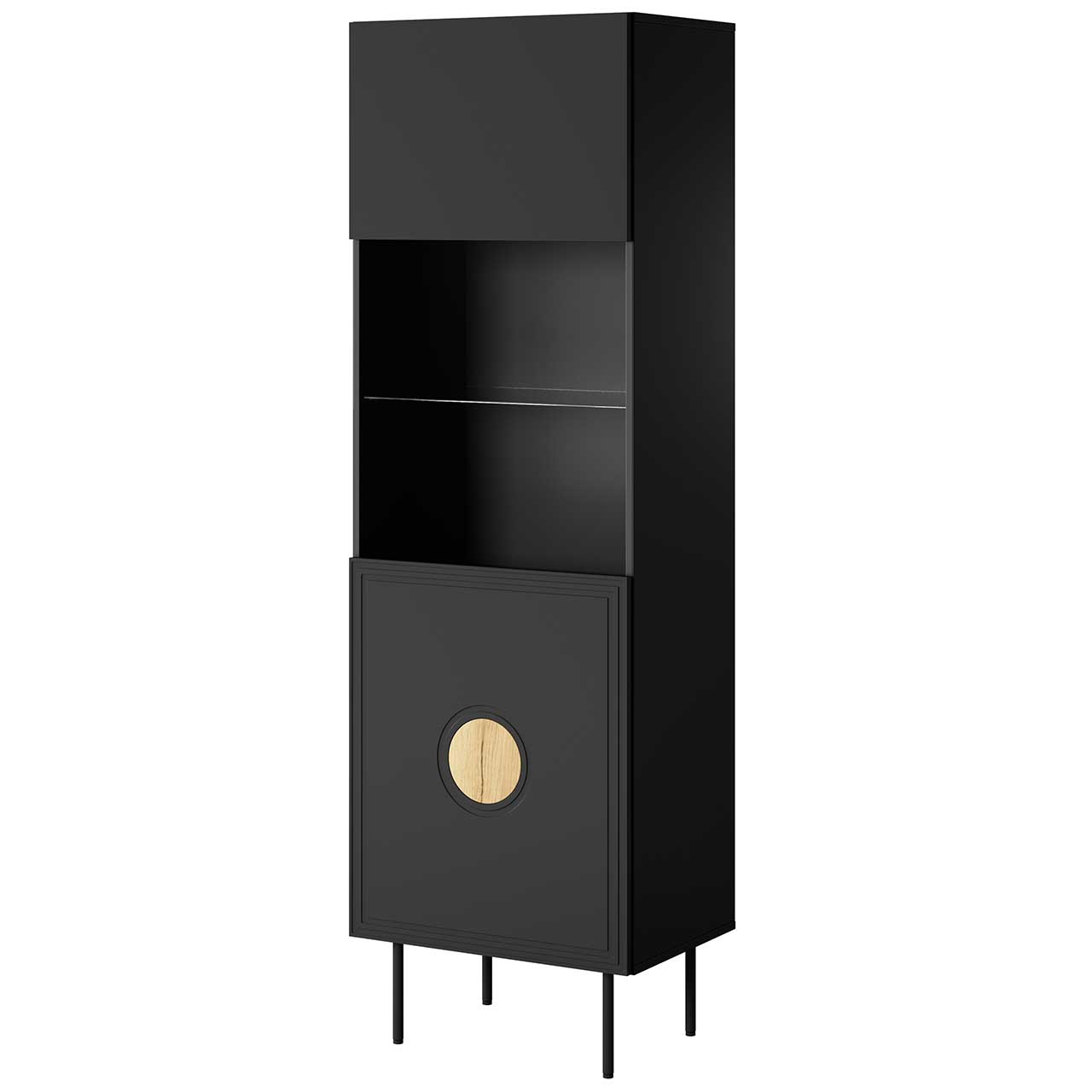Vitrina PALAZZO negra mate / roble craft